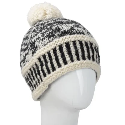 Australian Merino Wool Black & White Bobble Hat from Brooklyn Bag at Moosestrum.com