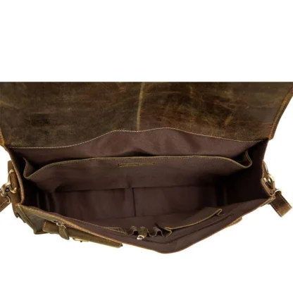 Distressed Vintage Leather Messenger Briefcase from Brooklyn Bag at Moosestrum.com
