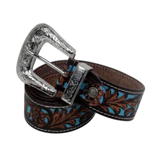 Western Floral Handtooled Leather Belt