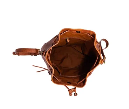Leather Bucket Drawstring Bag - Image 4