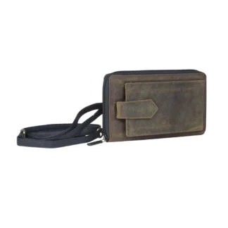 Solemn Brown Leather Phone Holder Wallet from Brooklyn Bag