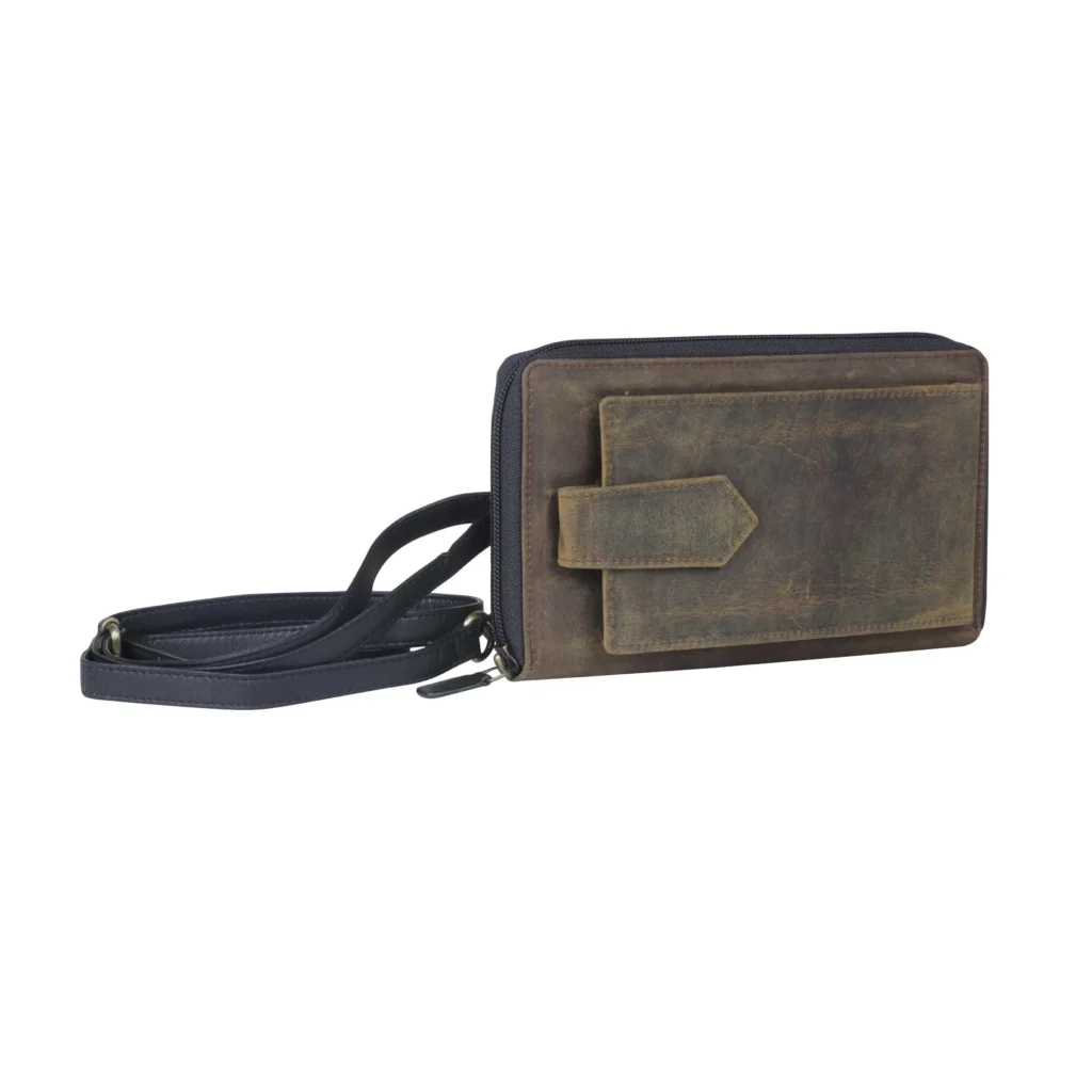 Solemn Brown Leather Phone Holder Wallet from Brooklyn Bag