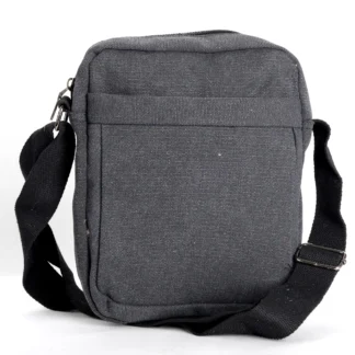 Black Plain Canvas Crossbody Bag
