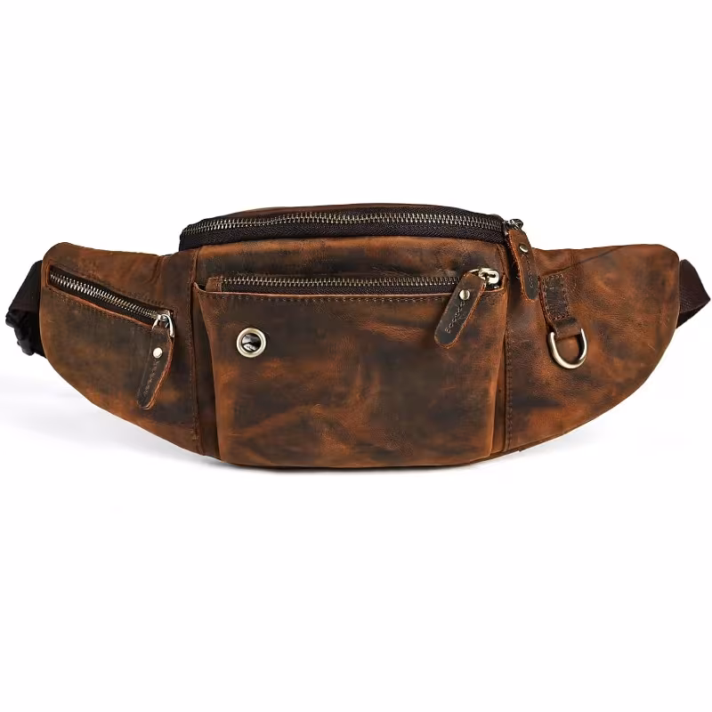 Crazy Horse Leather Belt Bag Waist Pack