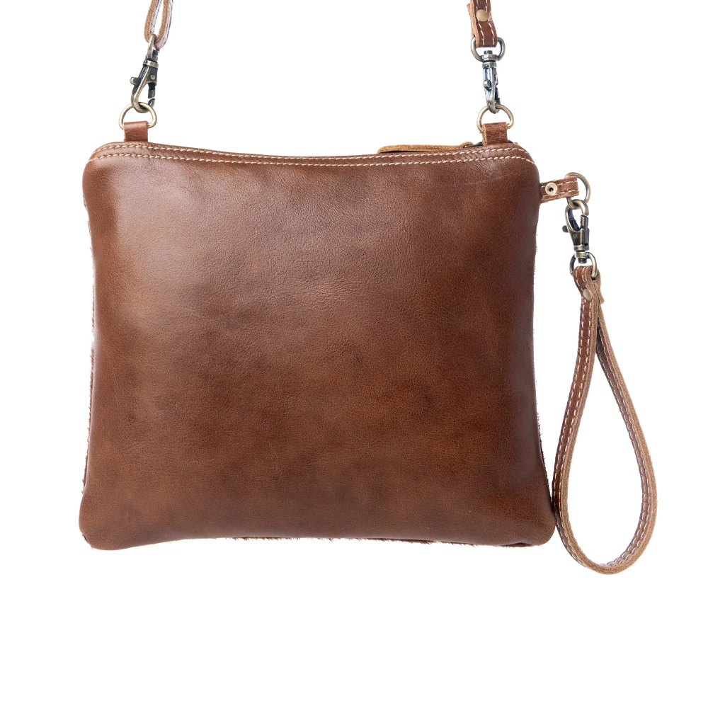 White & Brown Shade Leather Hairon Small Crossbody - Image 2
