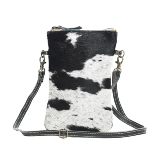 Black & White Leather Hairon Small Crossbody Bag