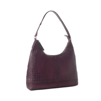 Marlowe Dusk Veg Tanned Leather Shoulder Bag in Deep Plum