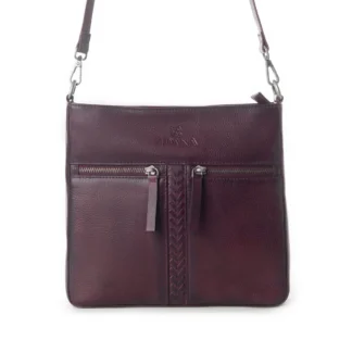 El Paso Veg Tanned Leather Crossbody Bag in Maroon