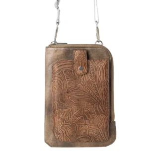 Coyote Bloom Embossed Leather Phone Holder Wallet
