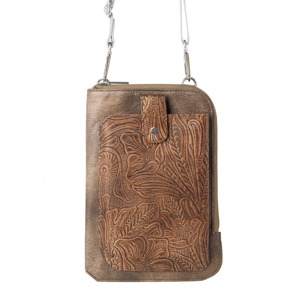 Coyote Bloom Embossed Leather Phone Holder Wallet