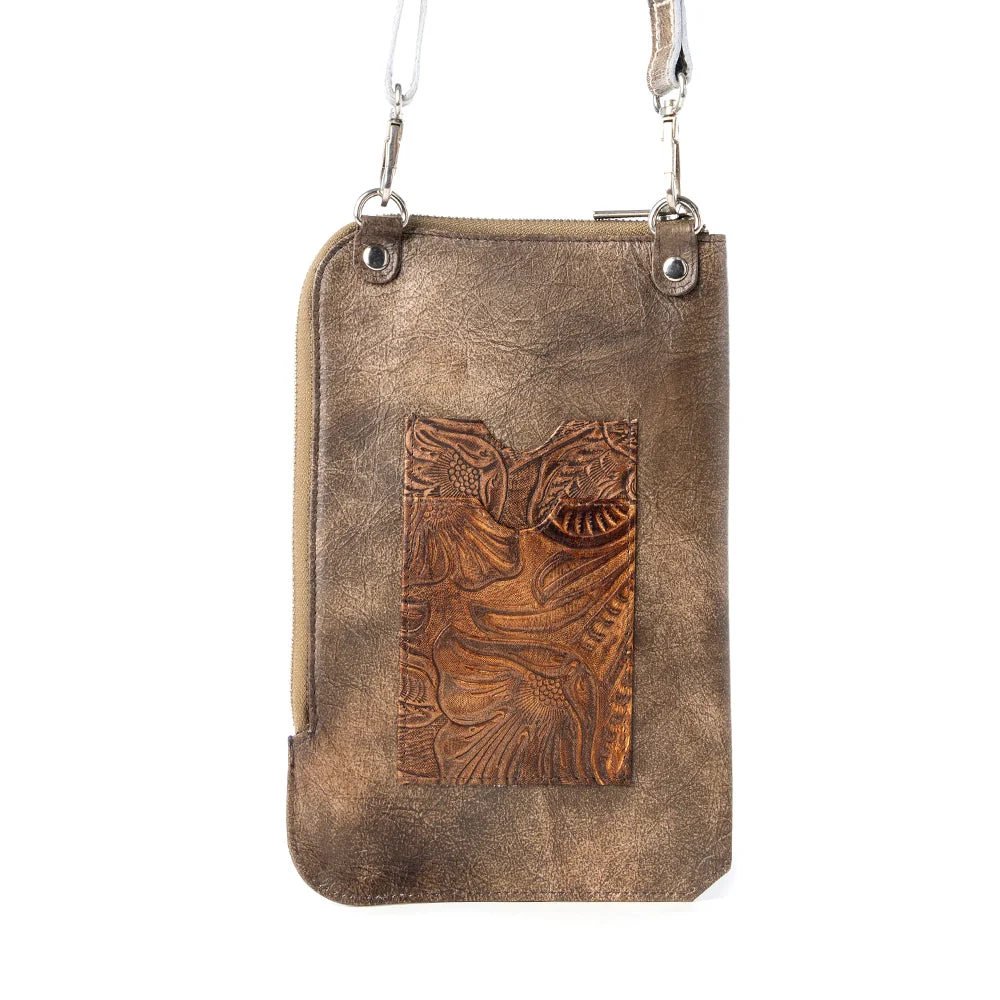 Coyote Bloom Embossed Leather Phone Holder Wallet - Image 2