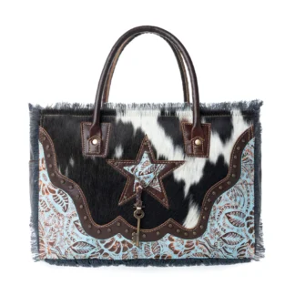 Articulate Embossed Leather & Canvas Small Tote