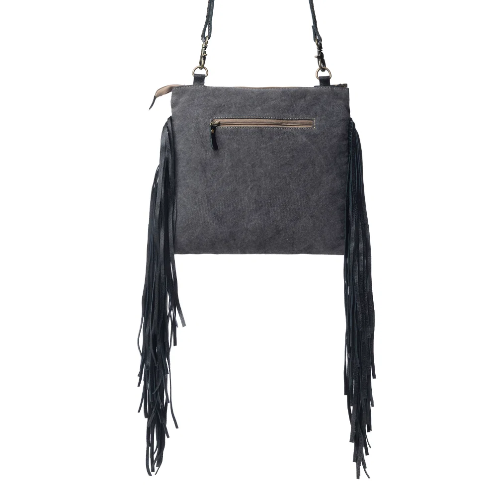 Tumbleweed Trail Fringed Hand-Tooled Shoulder Bag - Image 2
