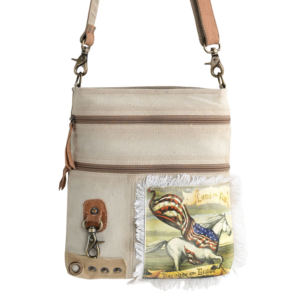 American Horse Double Zipper Crossbody Bag
