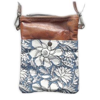 Blue Flower Passport Bag