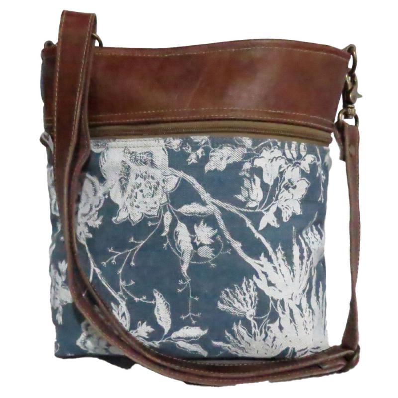 Blue and White Floral Shoulder Bag